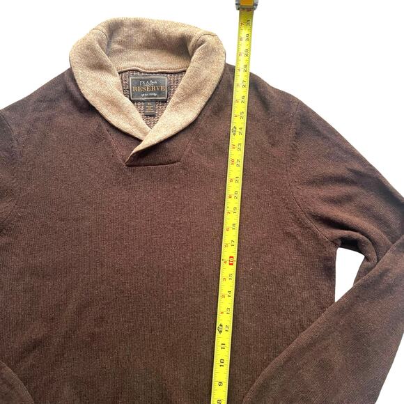 Jos. A. Bank Reserve Lambswool Shawl Collar Sweater XL Brown Tan Retail $150 - Picture 4 of 6